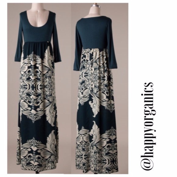 Happy Organics Boutique Dresses & Skirts - Long Sleeve Hunter Green Maxi Dress